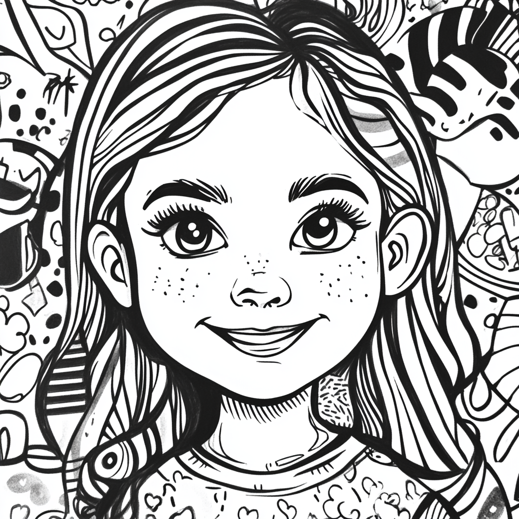Coloring Book Picture of young girl
